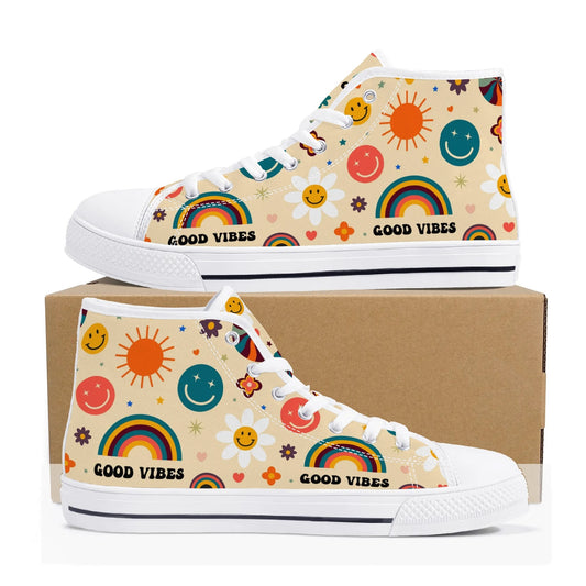 Just Good Vibes Ladies High Top Canvas Shoes