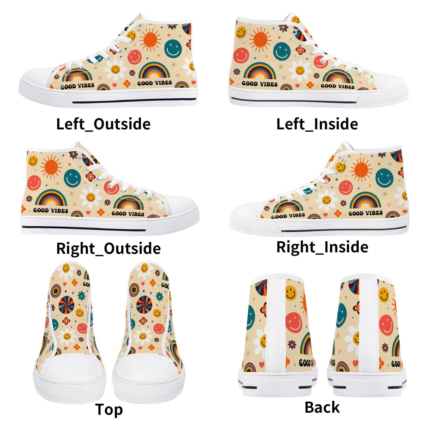 Just Good Vibes Ladies High Top Canvas Shoes