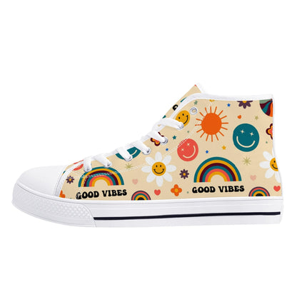 Just Good Vibes Ladies High Top Canvas Shoes