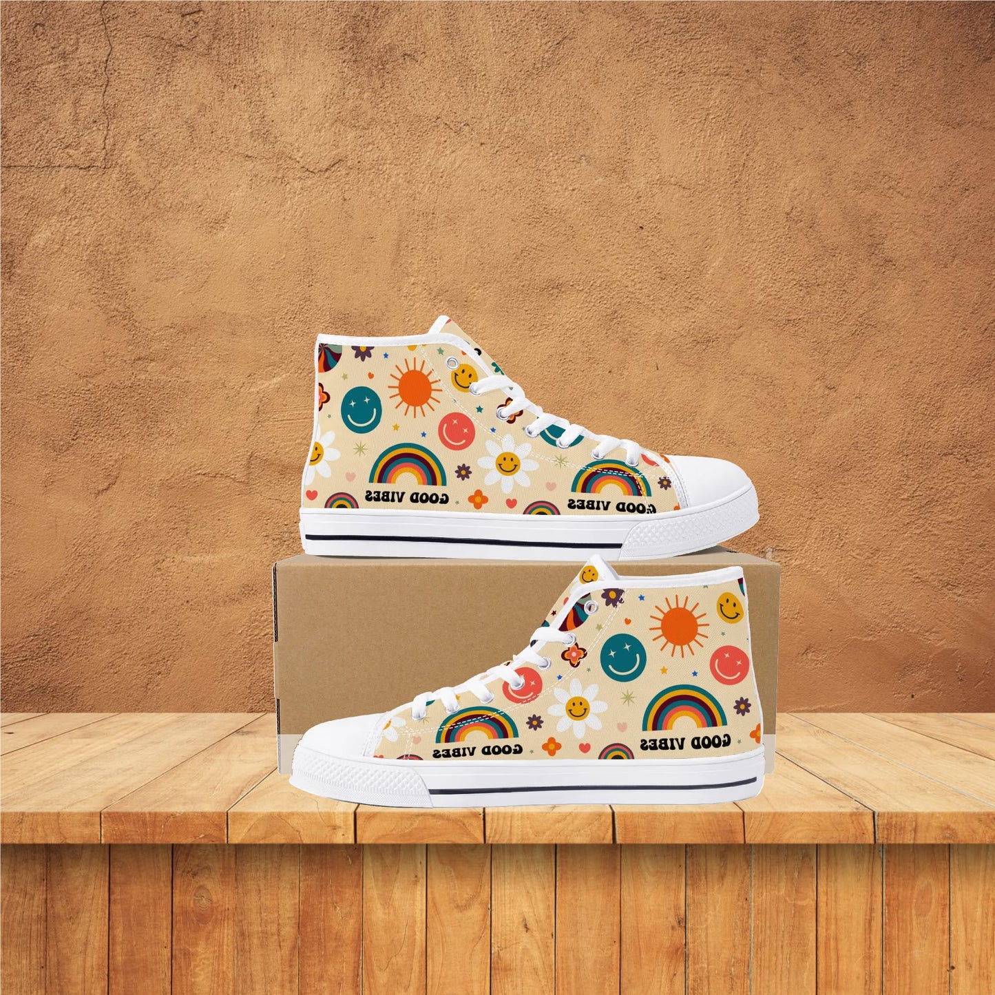 Just Good Vibes Ladies High Top Canvas Shoes