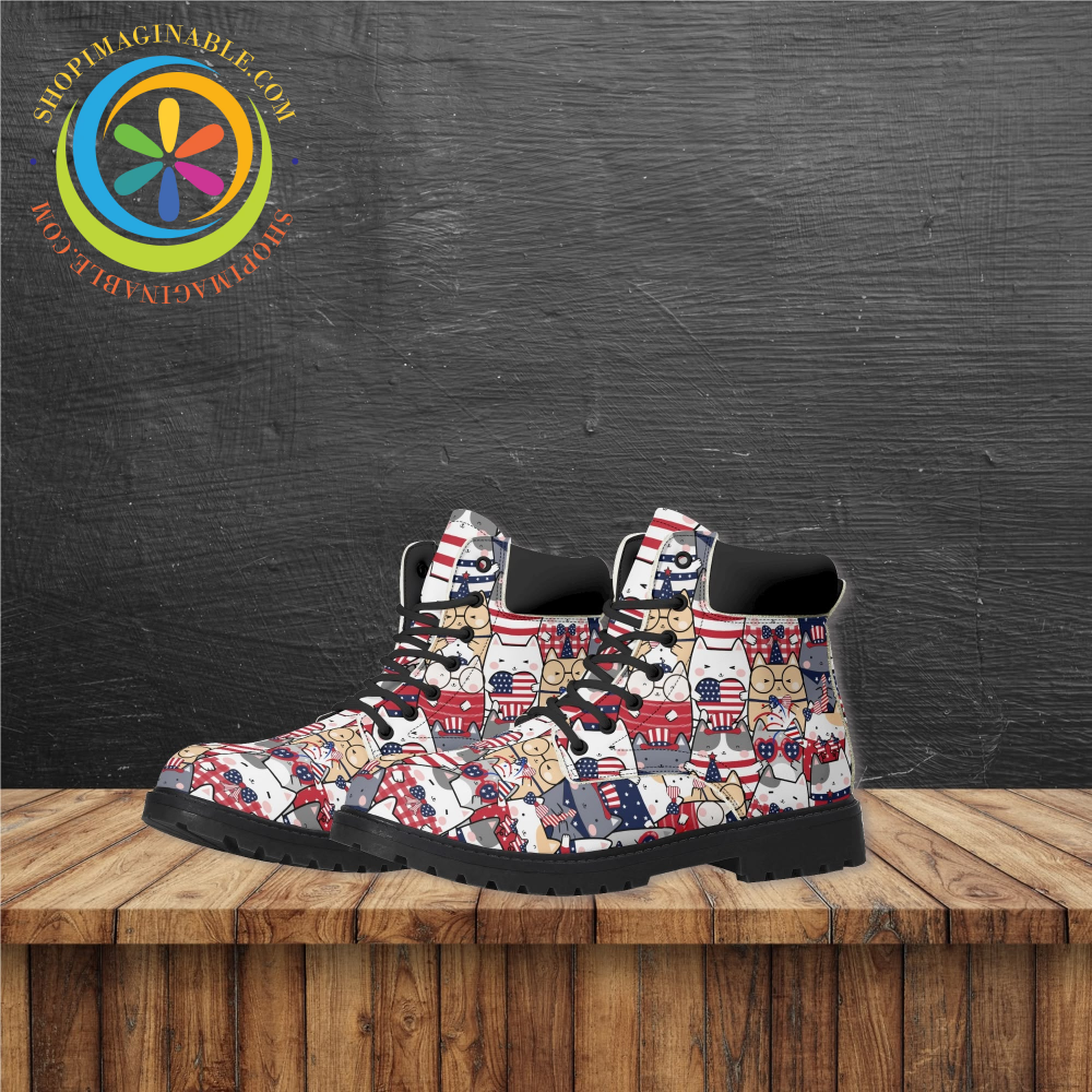 4th of July Cats Ladies Boots