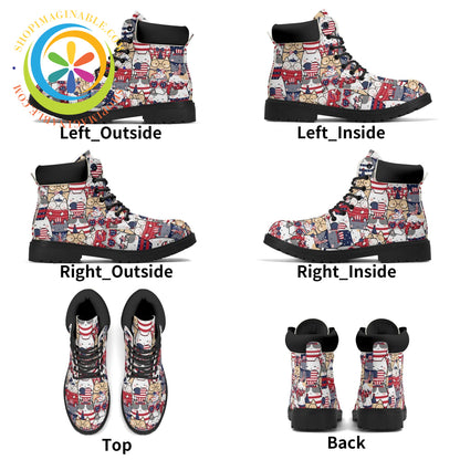 4th of July Cats Ladies Boots