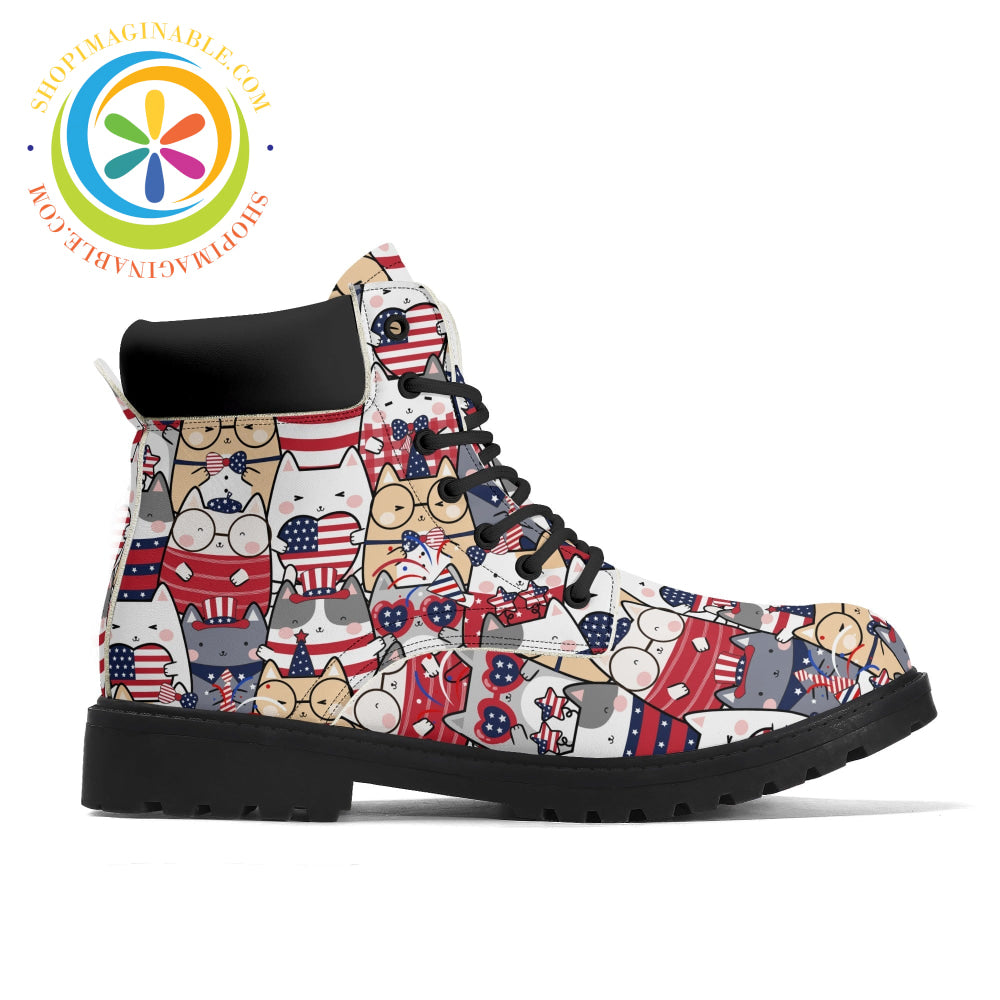 4th of July Cats Ladies Boots