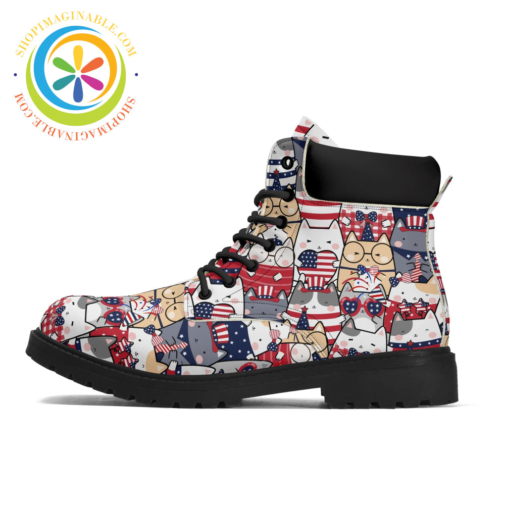 4th of July Cats Ladies Boots