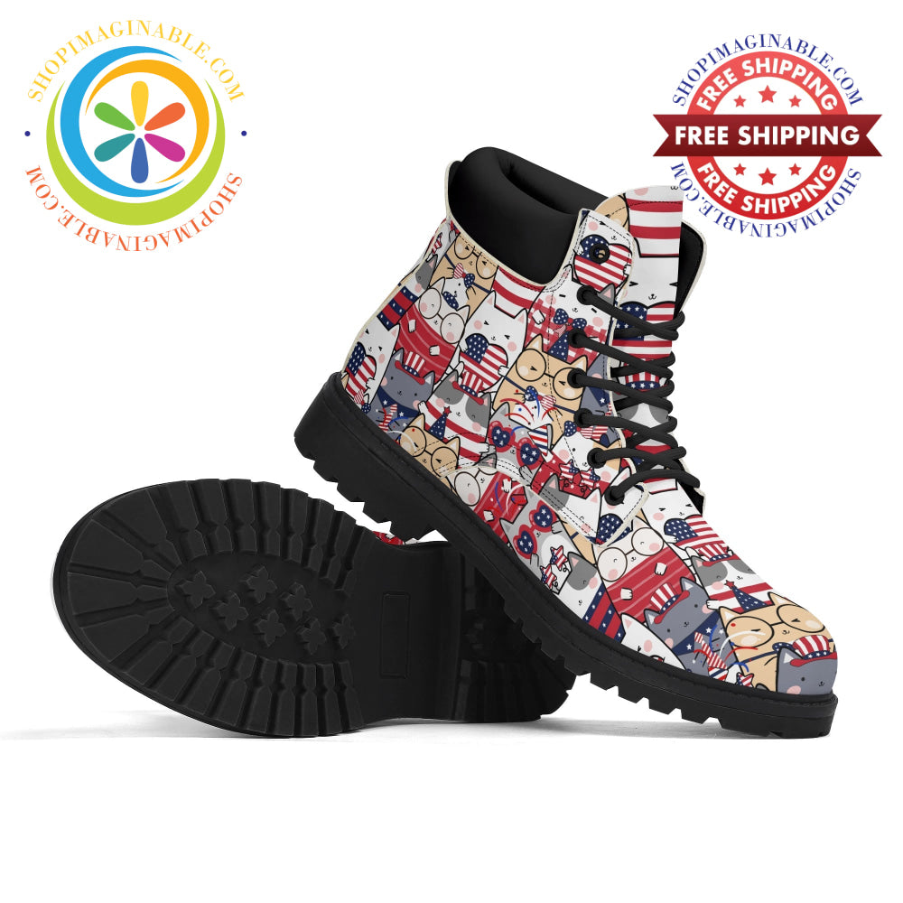 4th of July Cats Ladies Boots
