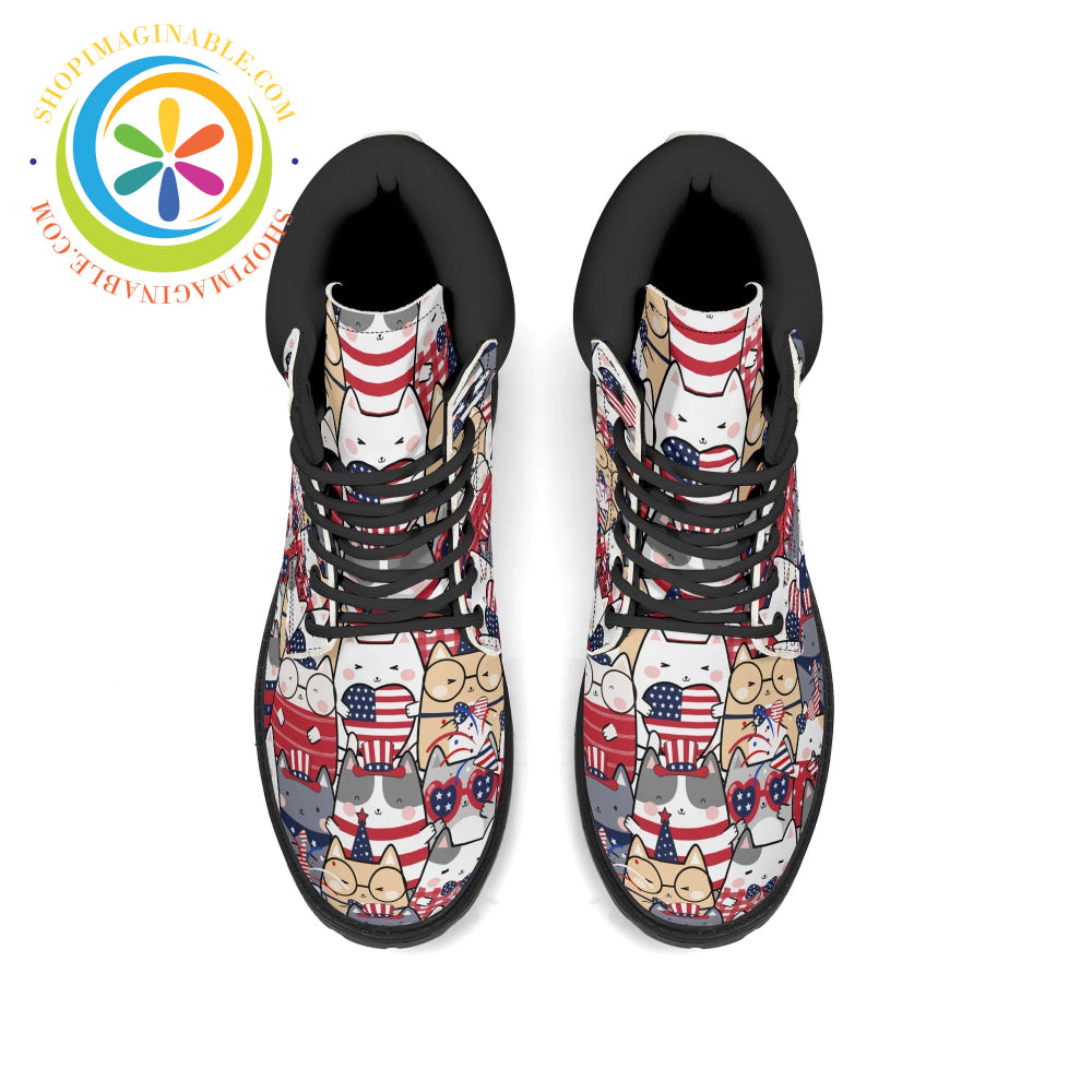 4th of July Cats Ladies Boots