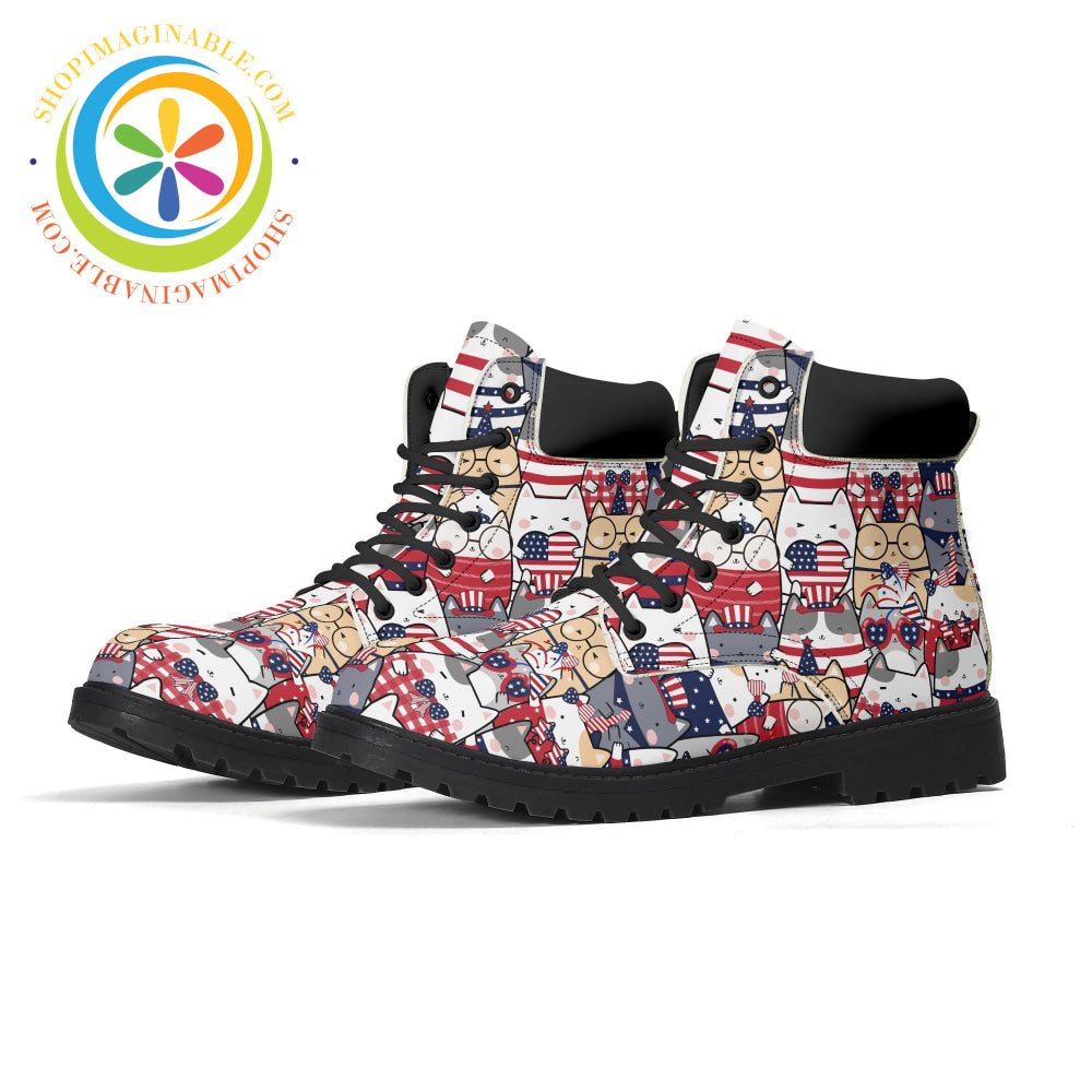 4th of July Cats Ladies Boots US5 (EU35)