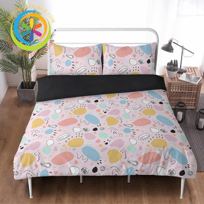 Abstract Pastel 3 Pc Bedding Set Black / Us Twin