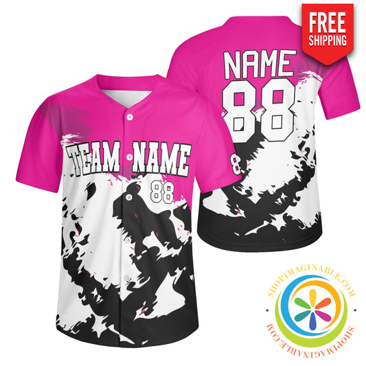 Abstract Pink Black Unisex Baseball Jersey S