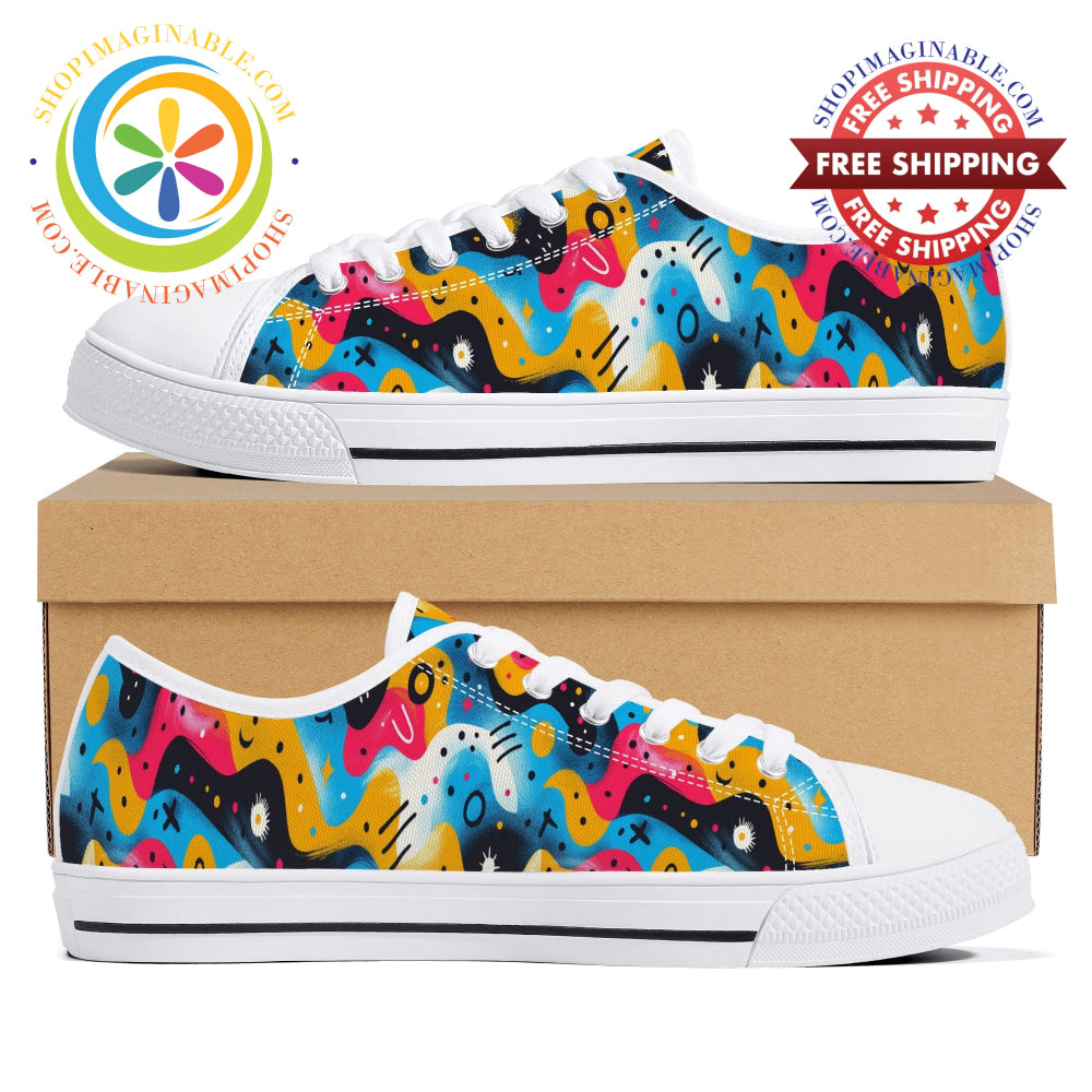 Abstract Swirl Ladies Low Top Shoes Us12 (Eu44)