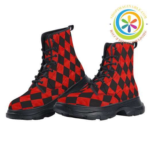Alice Red Harlequin Chunky Boots Us5 (Eu38) / 1