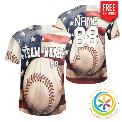 American Baseball & Flag Unisex Jersey S