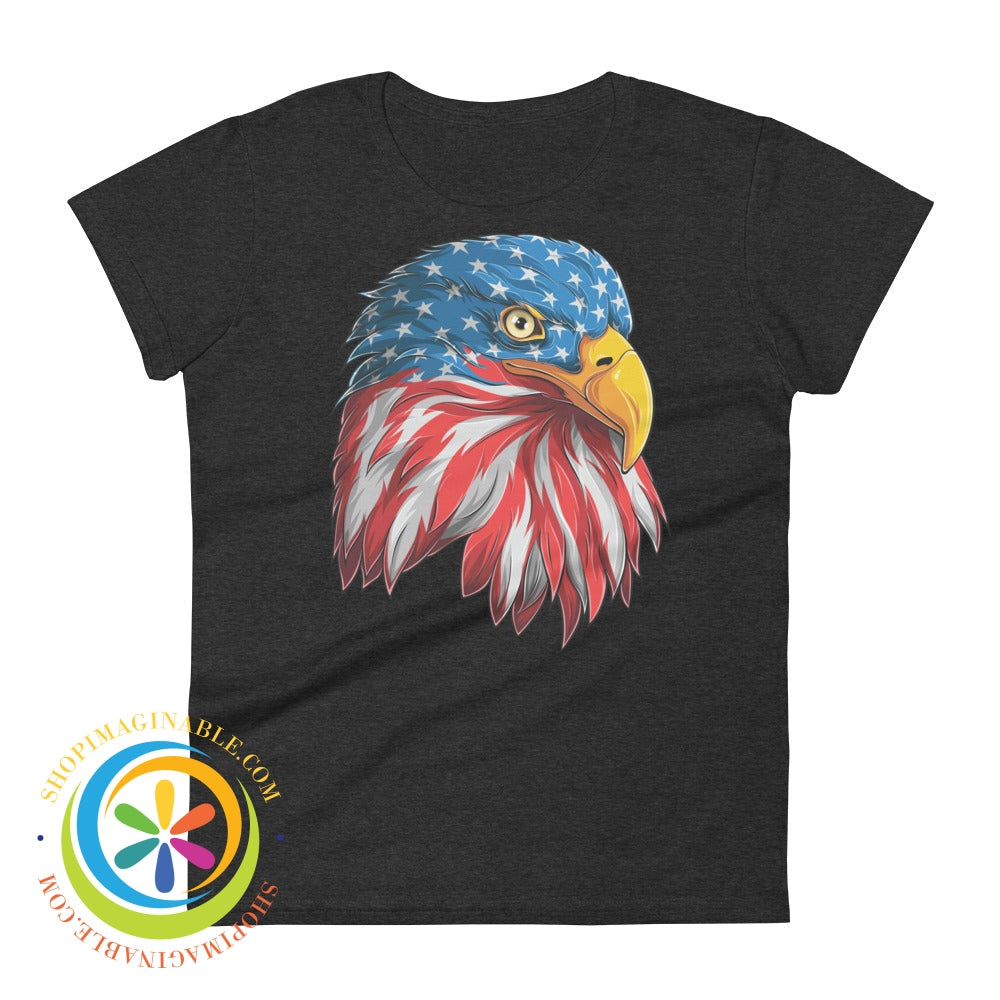 American Eagle Flag Patriotic Usa Ladies T-Shirt Heather Dark Grey / S T-Shirt