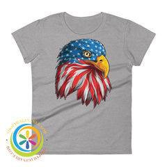 American Eagle Flag Patriotic Usa Ladies T-Shirt Heather Grey / S T-Shirt