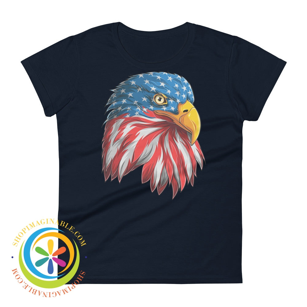 American Eagle Flag Patriotic Usa Ladies T-Shirt Navy / S T-Shirt
