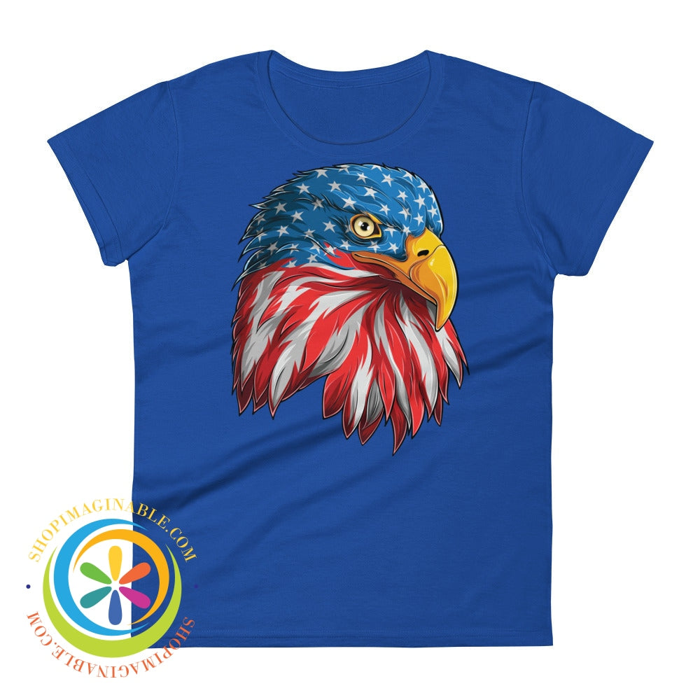 American Eagle Flag Patriotic Usa Ladies T-Shirt Royal Blue / S T-Shirt