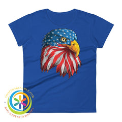 American Eagle Flag Patriotic Usa Ladies T-Shirt Royal Blue / S T-Shirt
