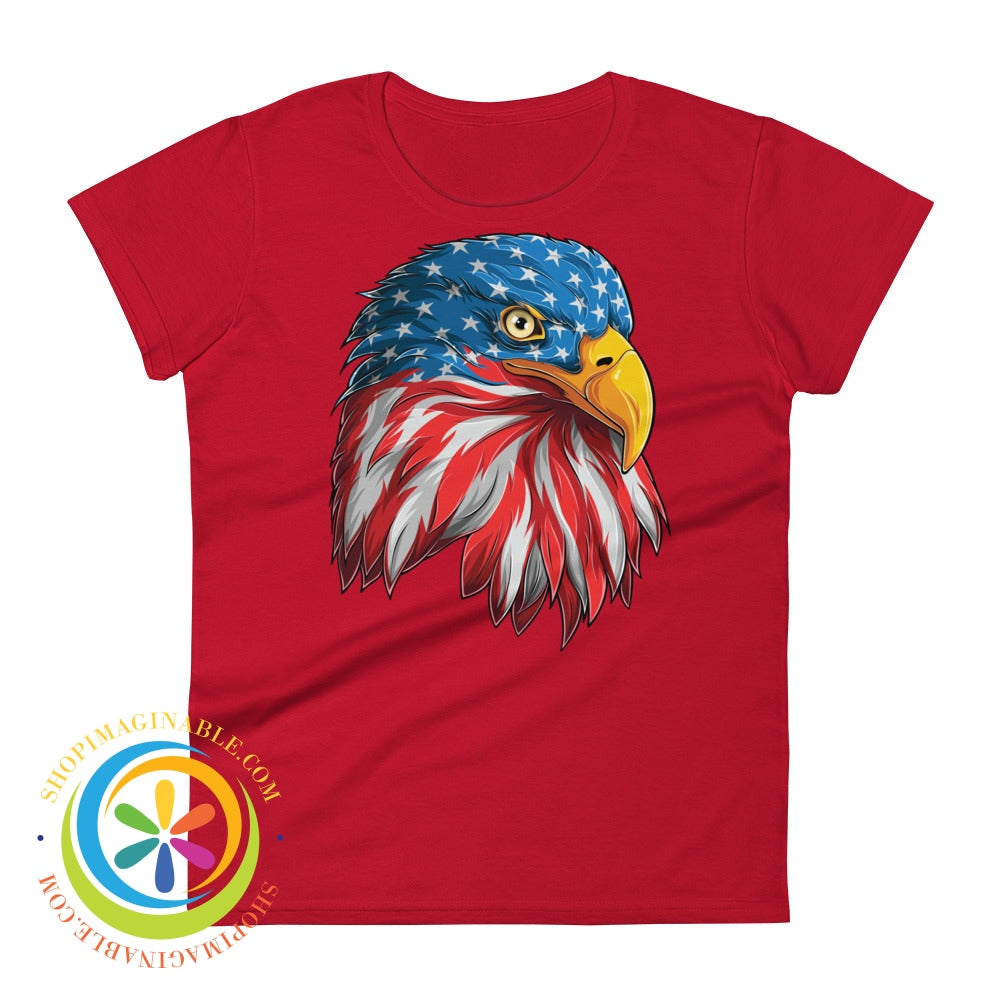 American Eagle Flag Patriotic Usa Ladies T-Shirt True Red / S T-Shirt