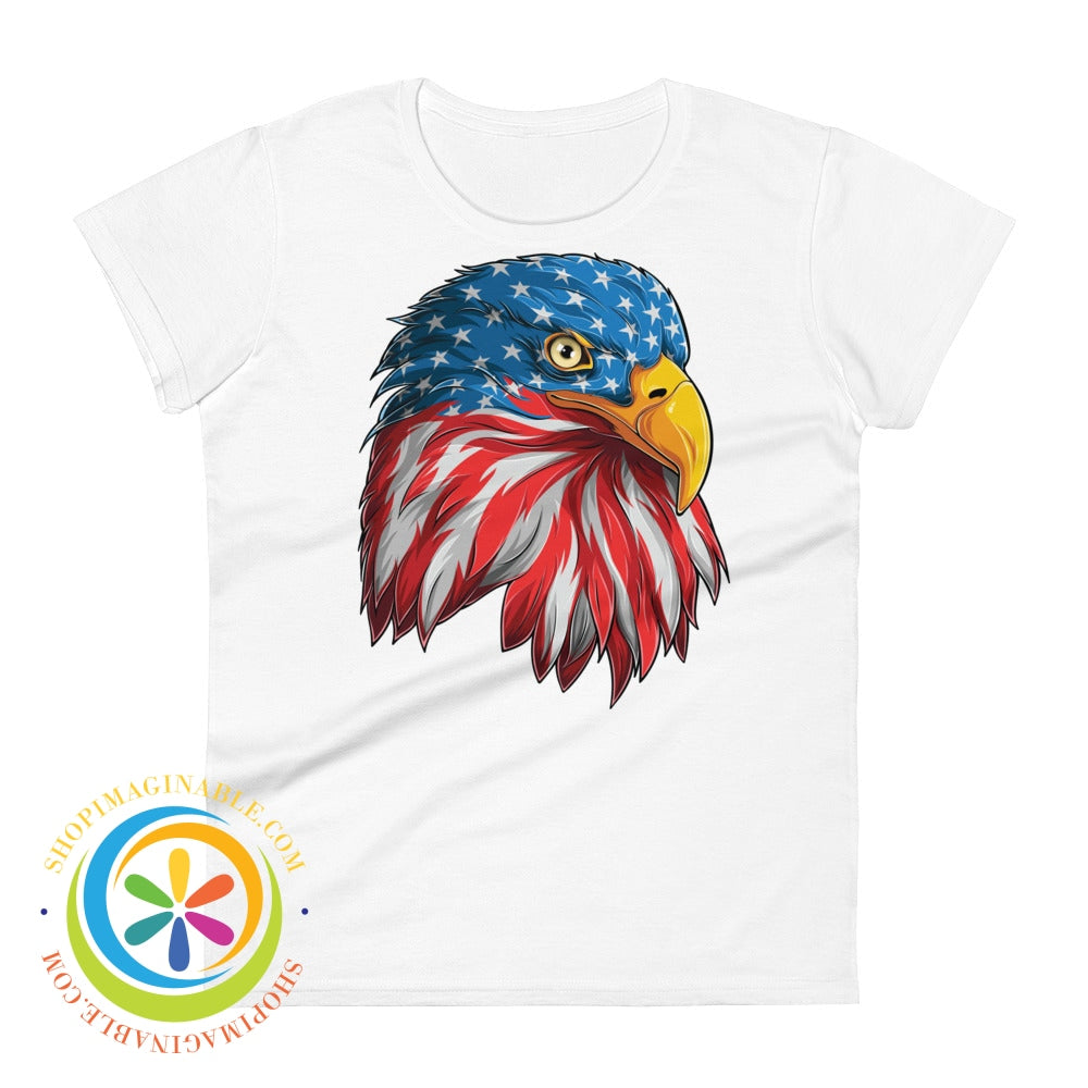 American Eagle Flag Patriotic Usa Ladies T-Shirt White / S T-Shirt