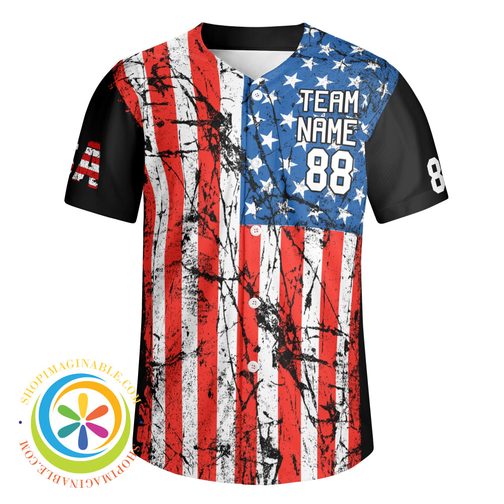 American Usa Flag Unisex Baseball Jersey