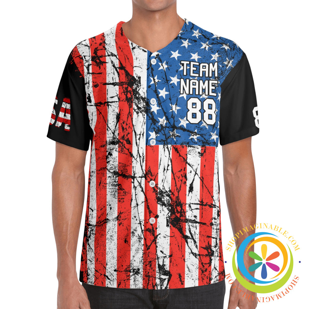 American Usa Flag Unisex Baseball Jersey