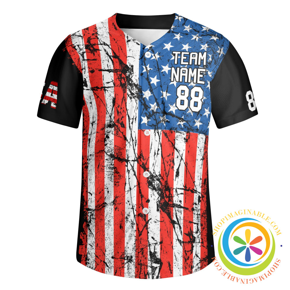 American Usa Flag Unisex Baseball Jersey