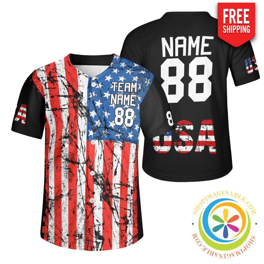 American Usa Flag Unisex Baseball Jersey S