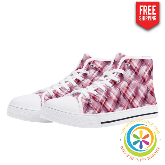 Be Still My Plaid Heart Ladies High Top Canvas Shoes Us12 (Eu44)