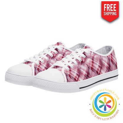 Be Still My Plaid Hearts Ladies Low Top Canvas Shoes Us12 (Eu44)