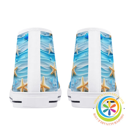Beachside Seaside Ladies High Top Canvas Shoes