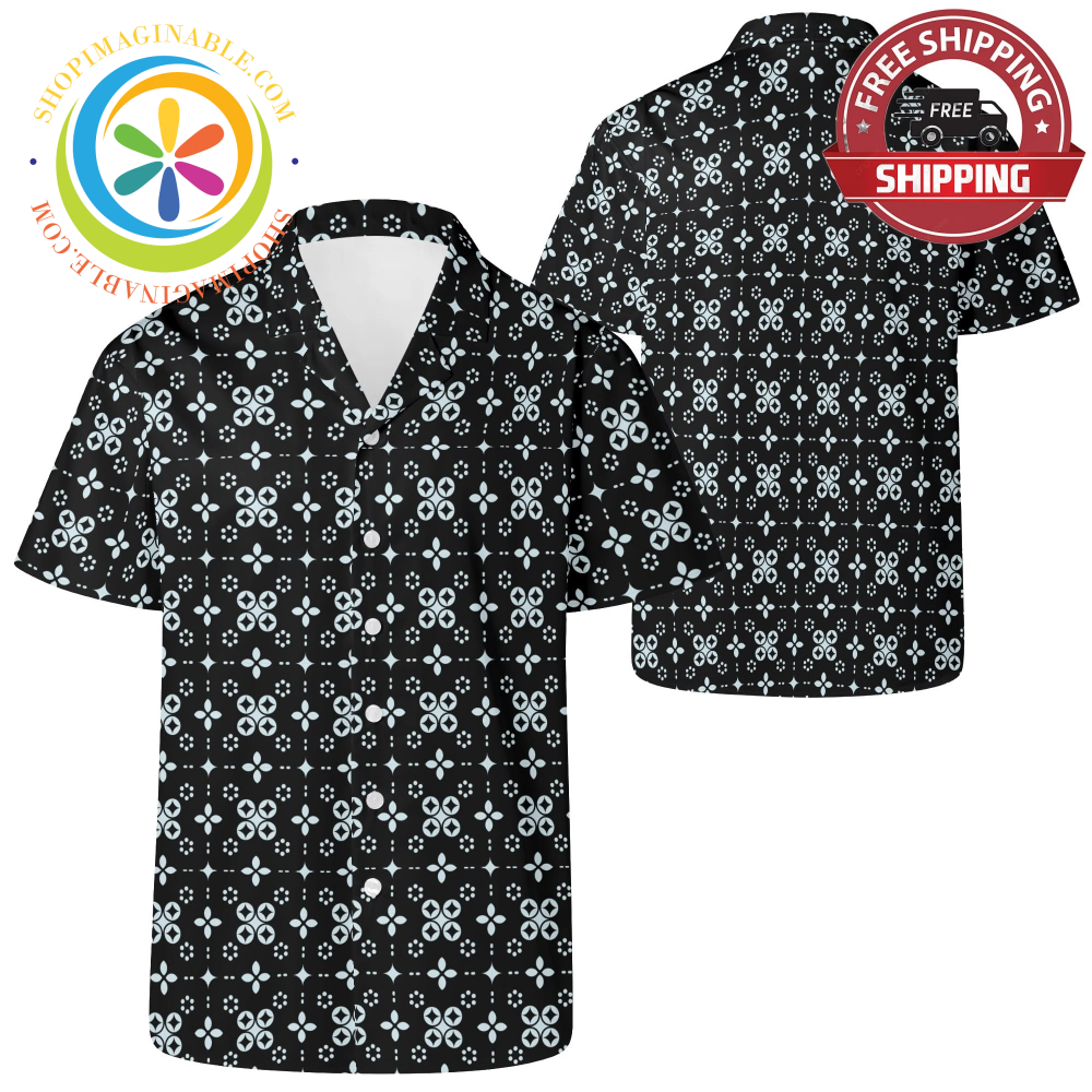 Black Batik Hawaiian Casual Shirt 2Xs