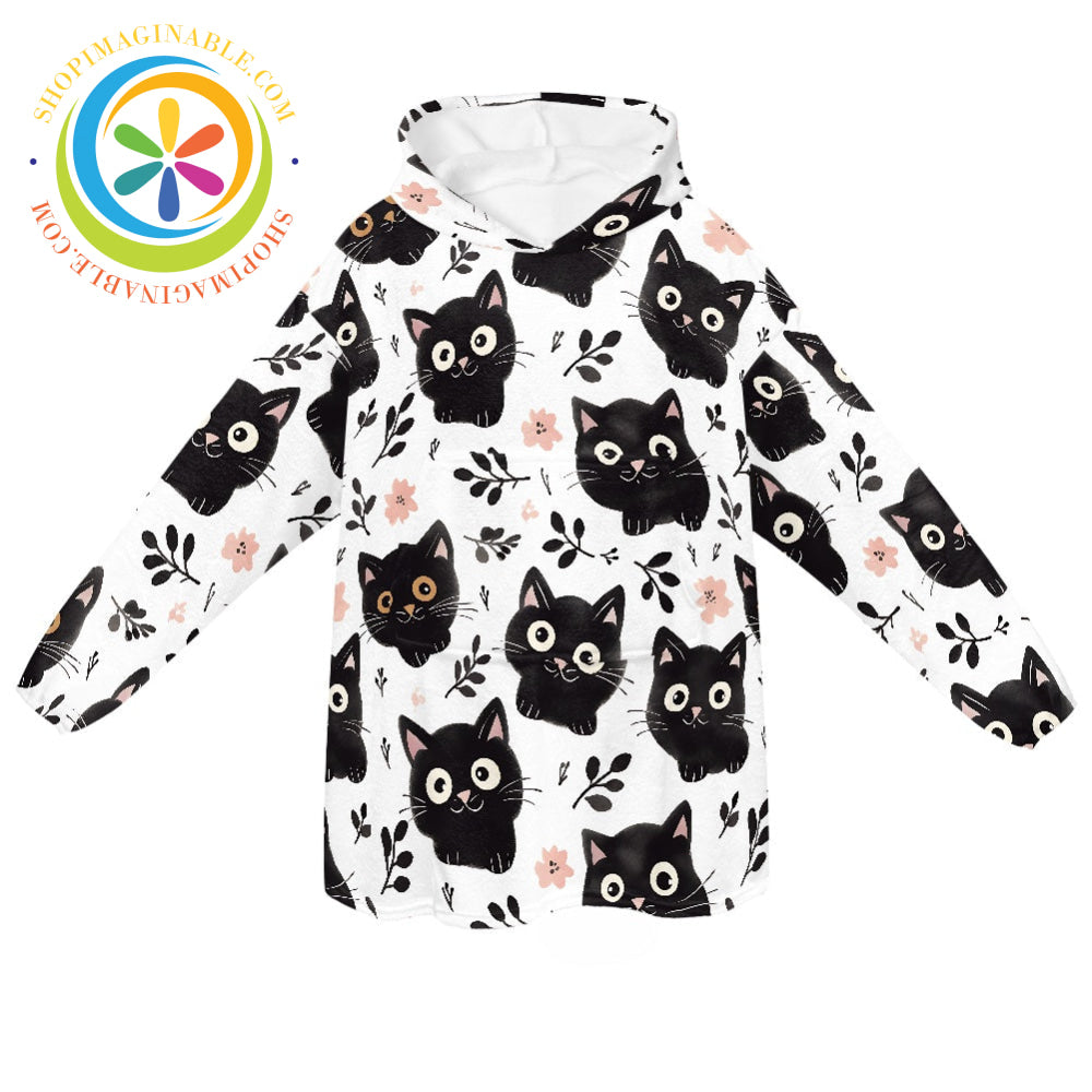 Black Cats Adult Blanket Sweater ONESIZE Sweater Blanket