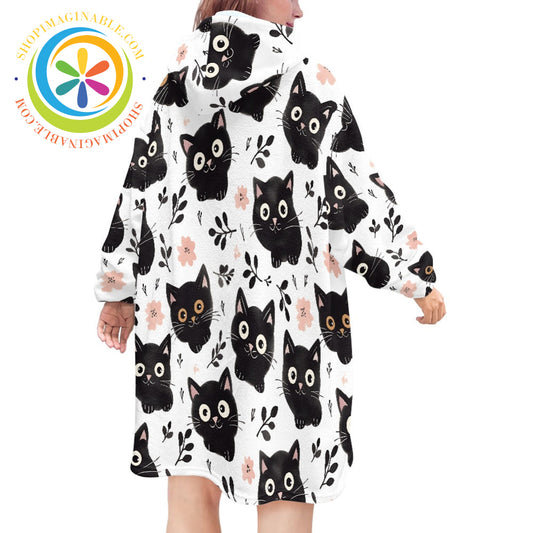 Black Cats Adult Blanket Sweater ONESIZE Sweater Blanket