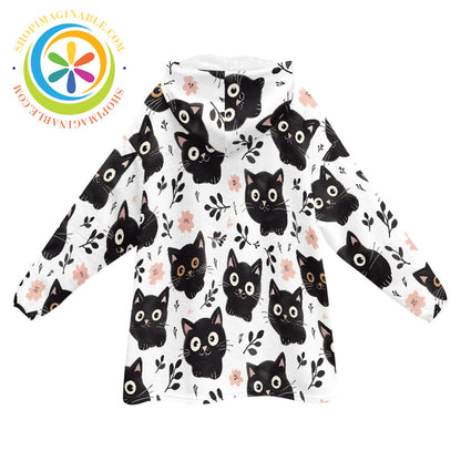 Black Cats Adult Blanket Sweater ONESIZE Sweater Blanket