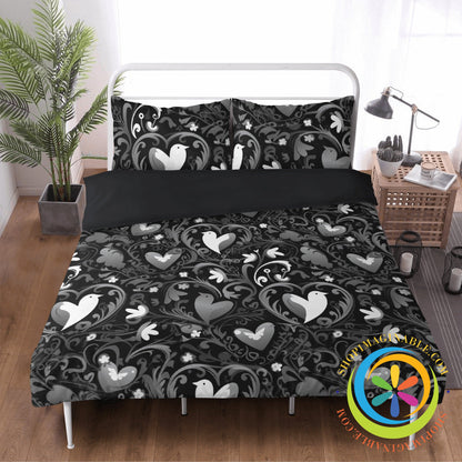 Black Love Birds Bedding Set