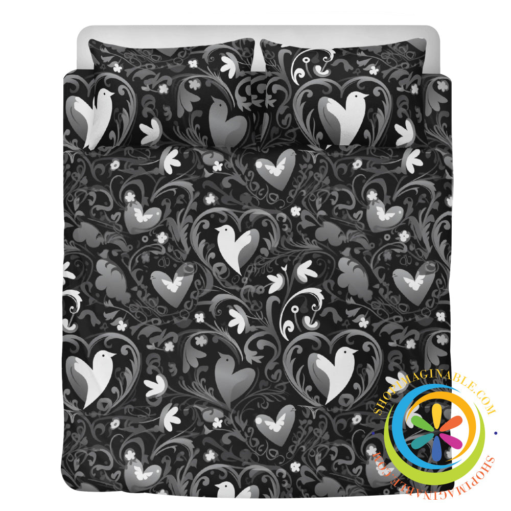 Black Love Birds Bedding Set