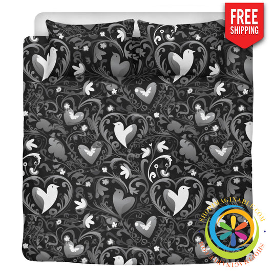 Black Love Birds Bedding Set / Us Twin