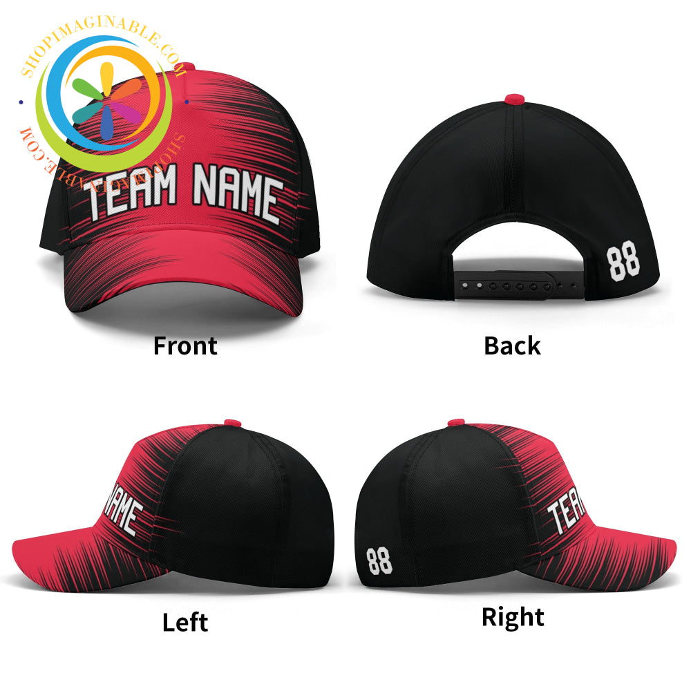 Black & Red Abstract Baseball Hat