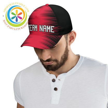 Black & Red Abstract Baseball Hat