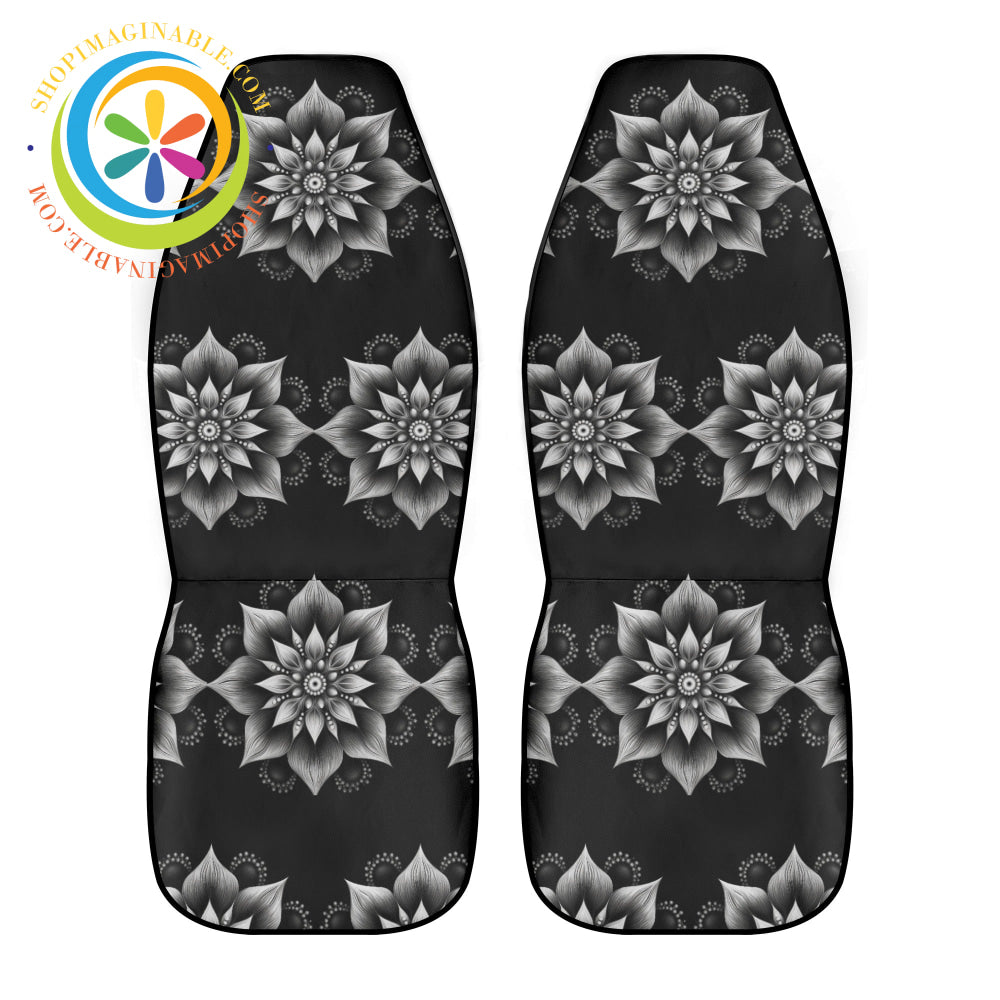 Black & White Mandala Cloth Car Seat Covers-ShopImaginable.com