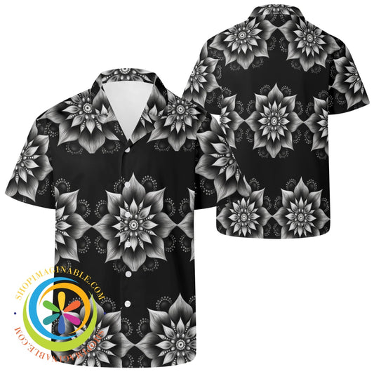 Black & White Mandala Hawaiian Casual Shirt 2Xs