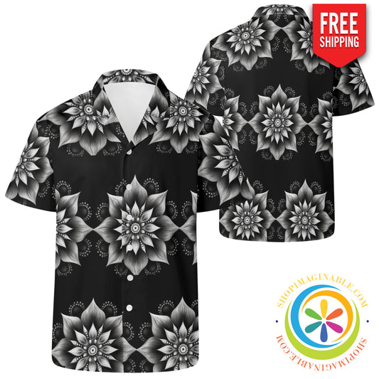 Black & White Mandala Hawaiian Casual Shirt 2Xs