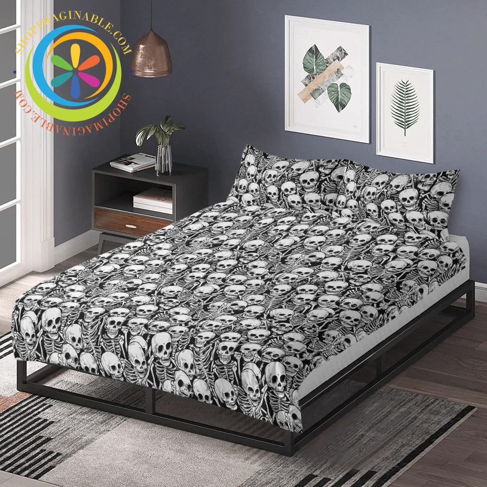 Black & White Skeletons 3 Pc Bedding Set Pc Bedding