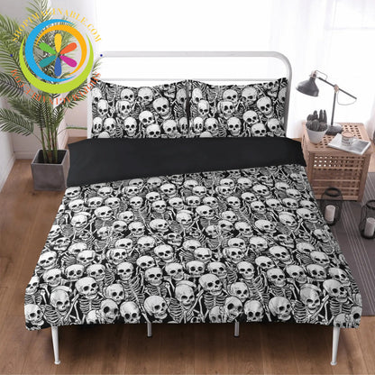 Black & White Skeletons 3 Pc Bedding Set Pc Bedding