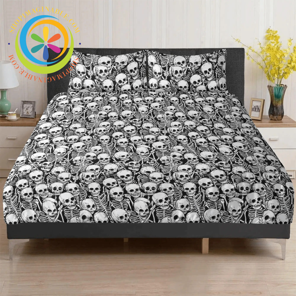 Black & White Skeletons 3 Pc Bedding Set Pc Bedding