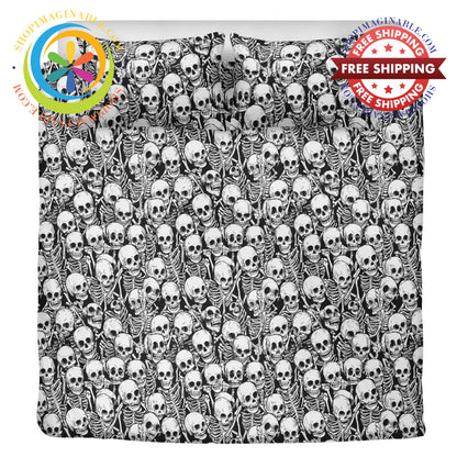 Black & White Skeletons 3 Pc Bedding Set Beige / Us Twin Pc Bedding