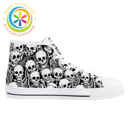 Black & White Skeletons Ladies High Top Canvas Shoes Canvas High Tops