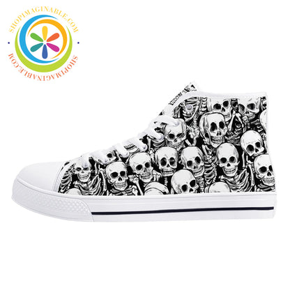 Black & White Skeletons Ladies High Top Canvas Shoes Canvas High Tops