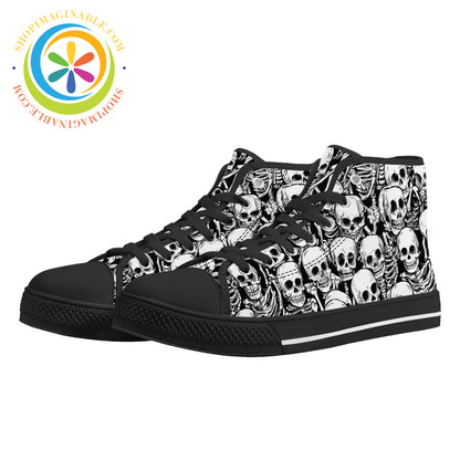 Black & White Skeletons Ladies High Top Canvas Shoes Canvas High Tops