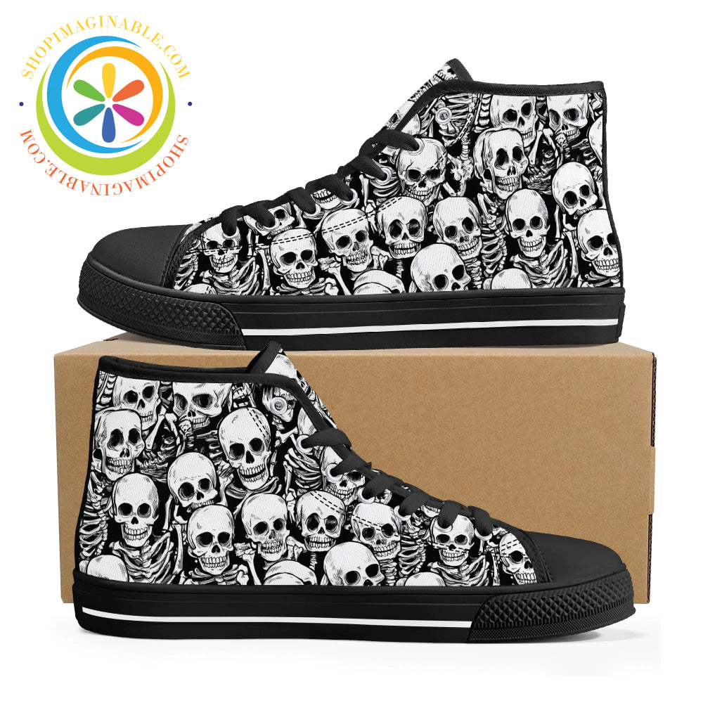 Black & White Skeletons Ladies High Top Canvas Shoes / Us11.5 (Eu43) Canvas High Tops